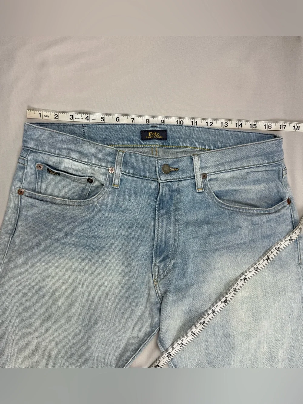 Polo Ralph Lauren Mens Hampton Slim Jeans 32 x 30 Light Washed Denim B9